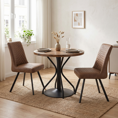 ‘Earth’ Tan Brown Pair of Dining Chairs