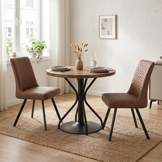 ‘Earth’ Tan Brown Pair of Dining Chairs