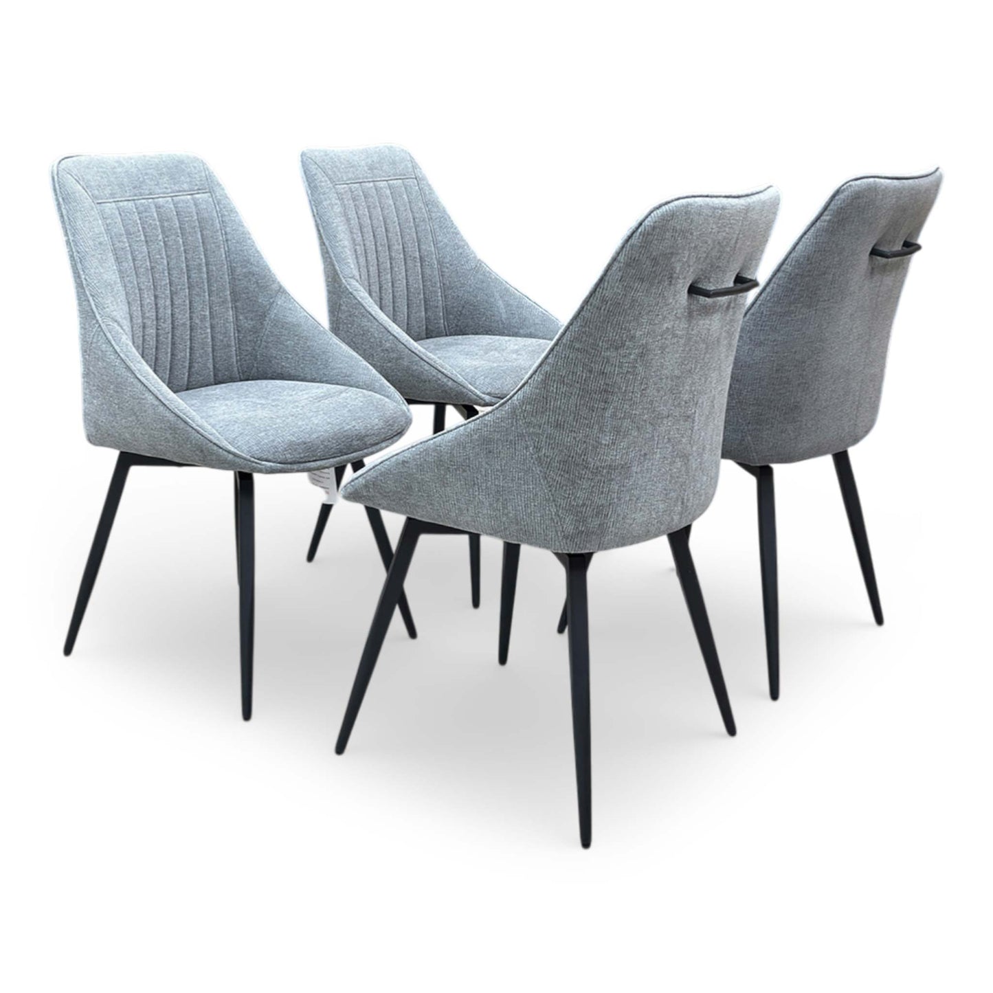 ‘Catalina’ Large Extending Ceramic Top Dining Table with Dark Grey Faux Leather Set of 4 Swivel Dining Chairs