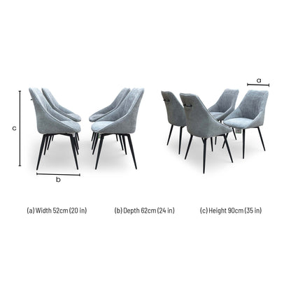 'Crete' Ceramic Top Large Extending Dining Table & 4 Dark Grey Fabric Swivel Chairs Set