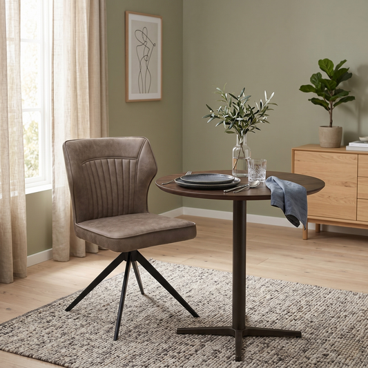 ‘Aydin' Light Brown Fabric Swivel Dining Chair
