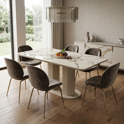 'Avorio' Ceramic Top Fixed Dining Table
