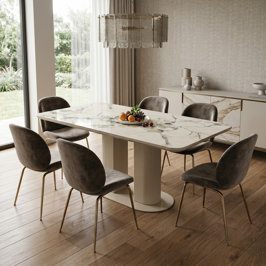 'Avorio' Ceramic Top Fixed Dining Table