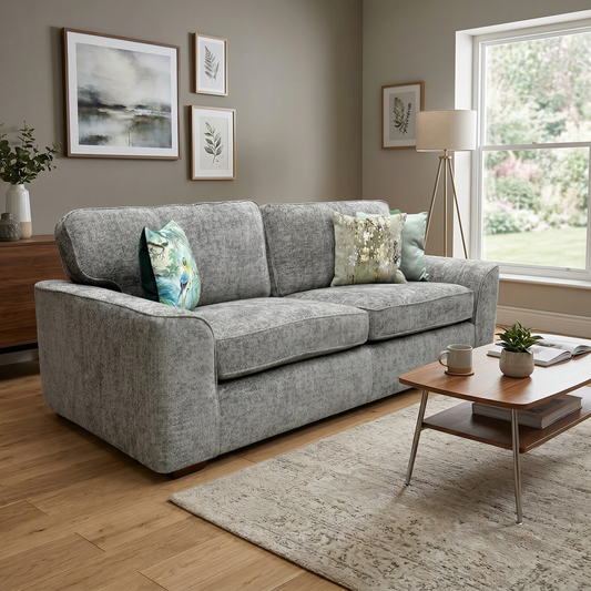 'Emilia' Mink Fabric 4 Seater Sofa