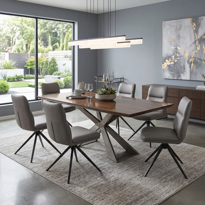 'Quattro' Taupe Faux Leather Set of 6 Swivel Dining Chairs