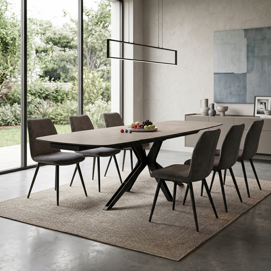 'Jose' Argile Ceramic Top Swivel Extending Dining Table