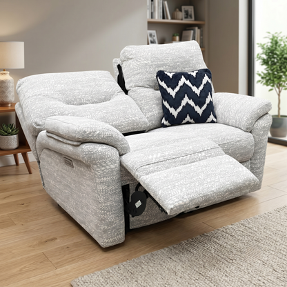G Plan ‘Seattle’ Light Grey Fabric 2 Seater Power Recliner Sofa