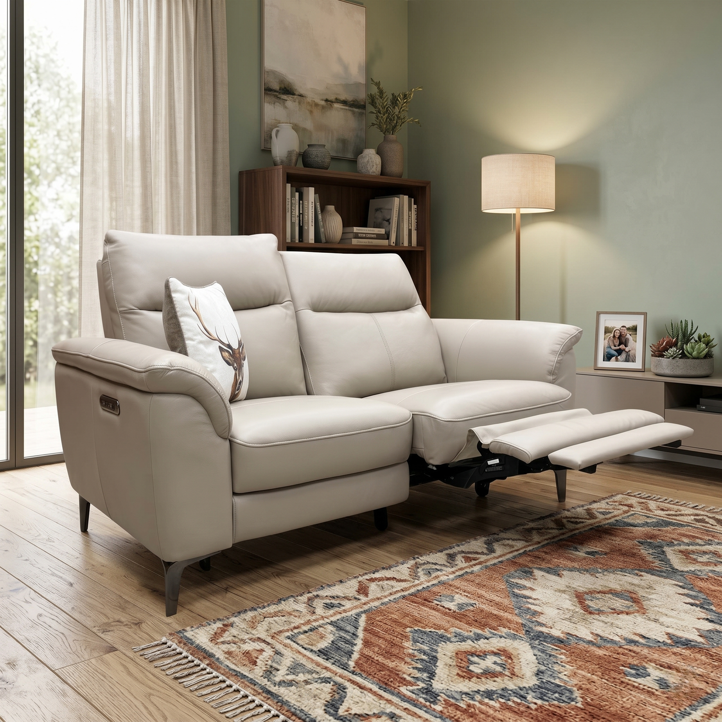 ‘Morgan’ Oslo Oyster Cat-40_08 Leather 2 Seater Power Recliner Sofa