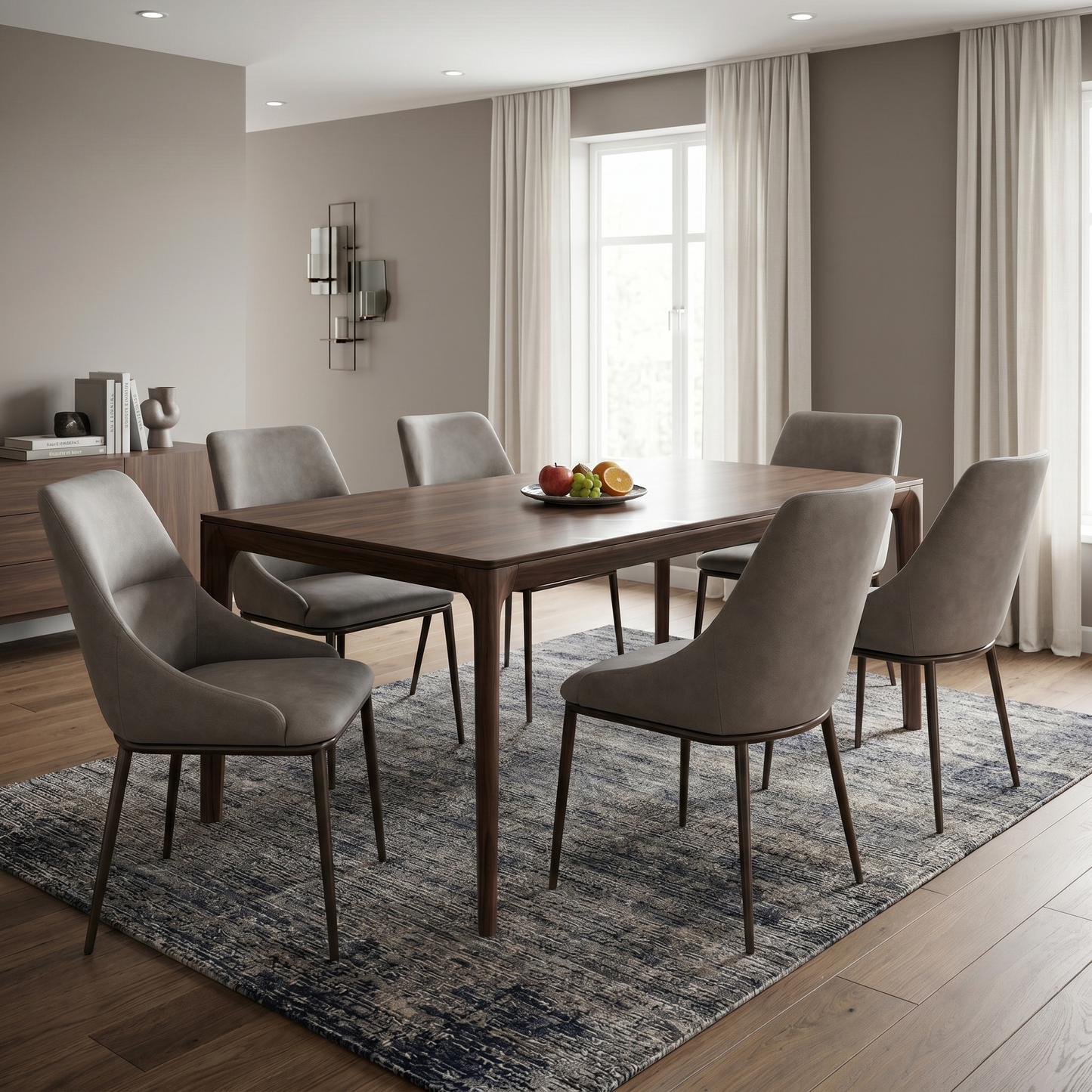‘Camino’ Taupe Faux Leather Set of 6 Dining Chairs