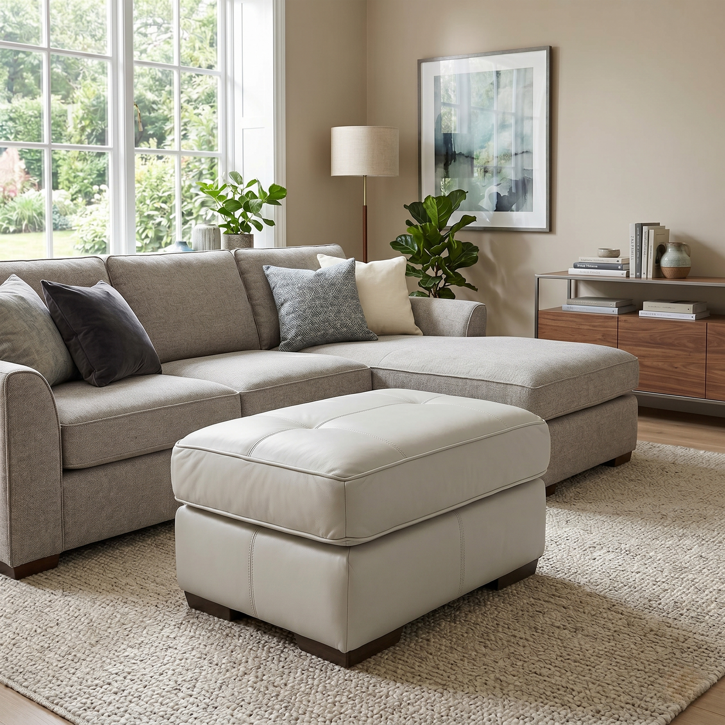 G Plan ‘Seattle’ L843 Cambridge Stone Ok Leather Footstool