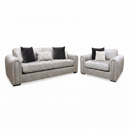 'Amara' Dapple Stone Fabric 3 Seater + Snuggle Chair Sofa Set