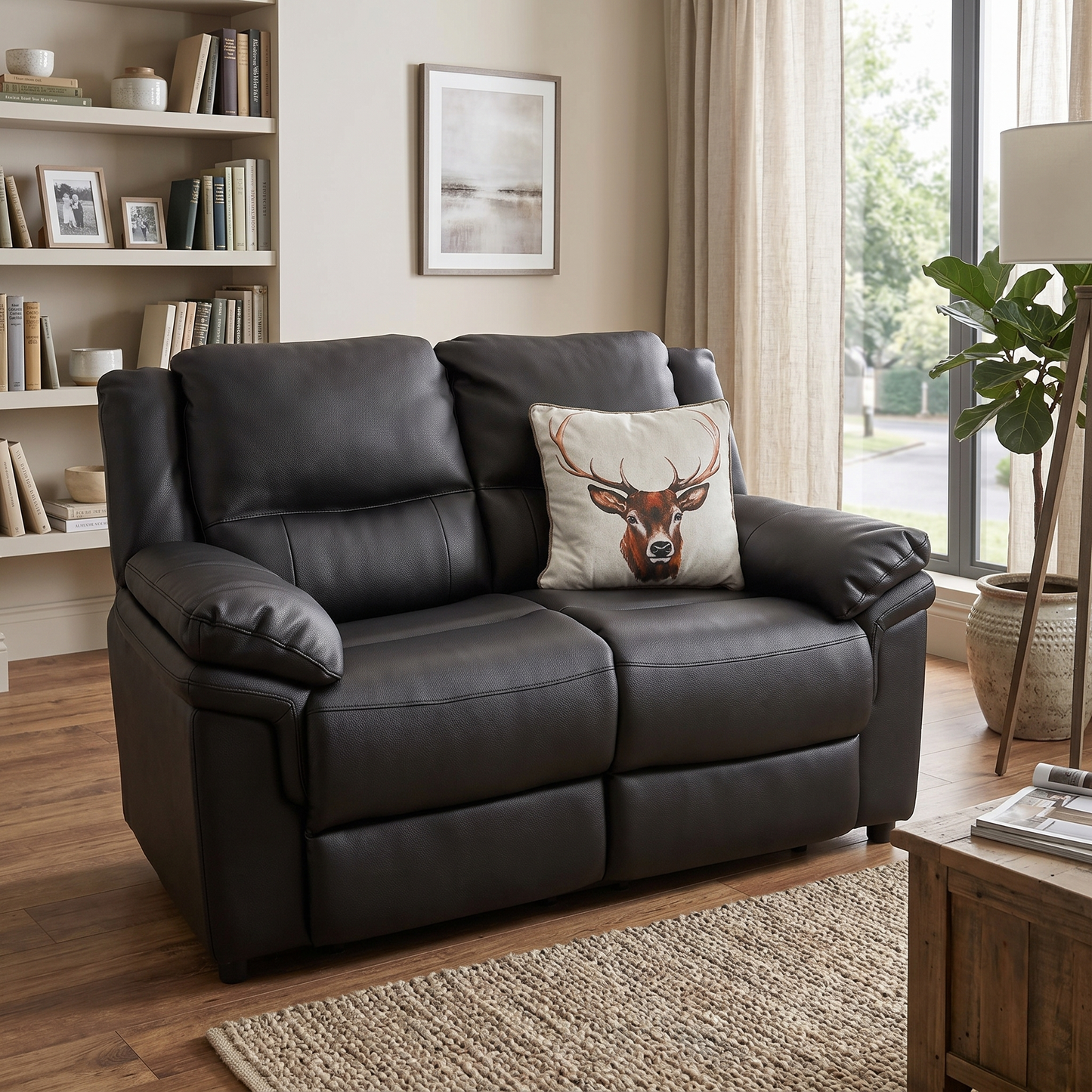 ‘Albion' Chocolate Brown Luxury Faux Leather High Back 2 Seater Sofa