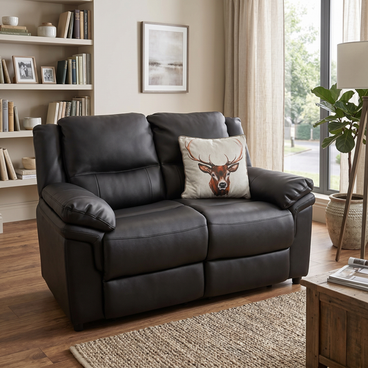 ‘Albion' Chocolate Brown Luxury Faux Leather High Back 2 Seater Sofa