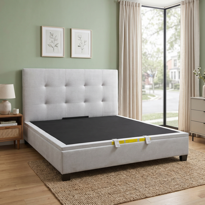 ‘Hadley’ Muskat Clay Fabric Ottoman Bed Frame - Super King
