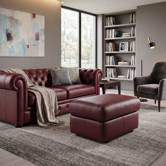 G Plan ‘Kingsbury’ P214 Capri Claret Red Leather Storage Footstool
