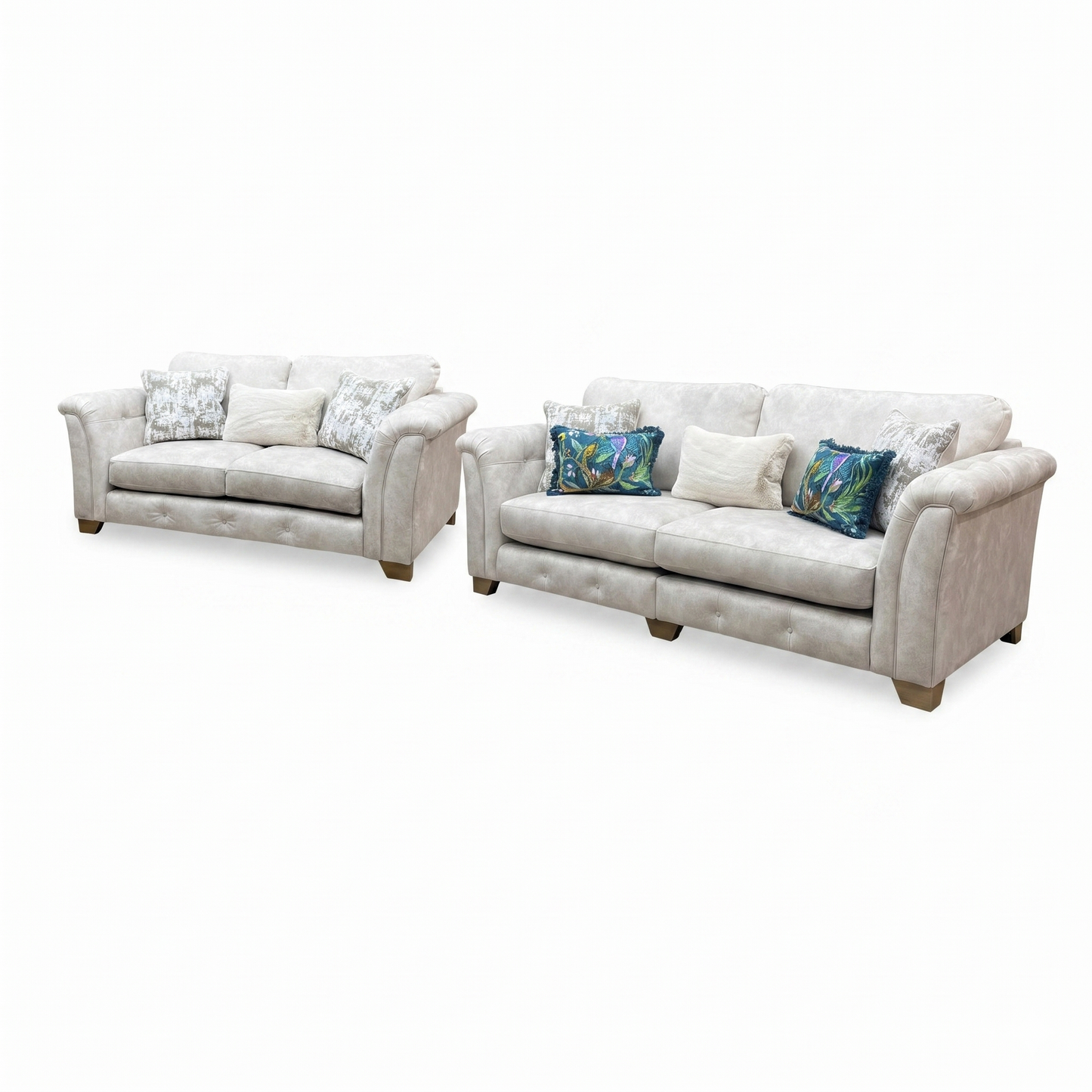 'Aura' Kenzo Cream Fabric 4 + 2 Seater Classic Back Sofa Set