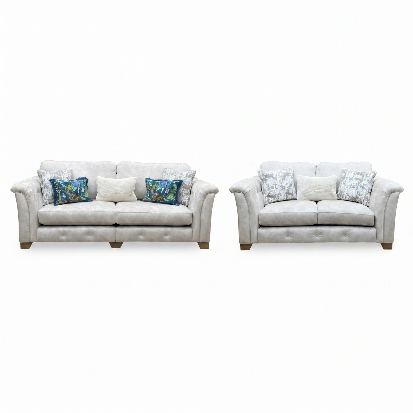 'Aura' Kenzo Cream Fabric 4 + 2 Seater Classic Back Sofa Set
