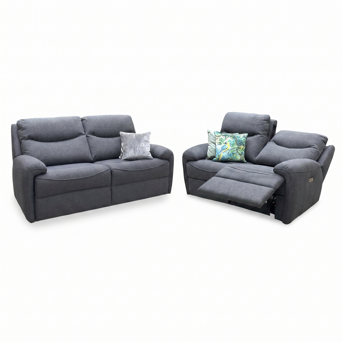 G Plan 'Amesbury' A943 Roche Slate Grey Fabric Sofa Set - 3 Seater Sofa & 2 Seater Power Recliner Sofa