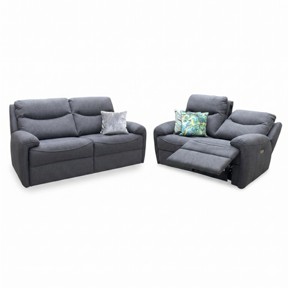 G Plan 'Amesbury' A943 Roche Slate Grey Fabric Sofa Set - 3 Seater Sofa & 2 Seater Power Recliner Sofa