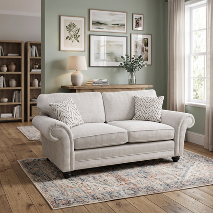 ‘Clara’ Beige Woven Fabric 3 Seater Sofa
