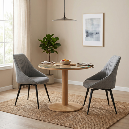 'Crete' Dark Grey Fabric Swivel Dining Chairs - Set of 2