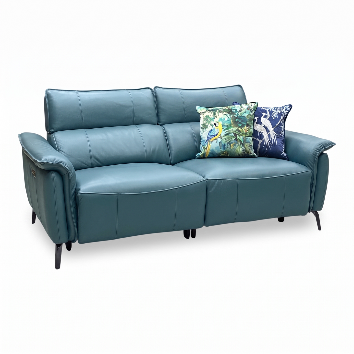 ‘Jude’ Oslo Peacock Green Cat-40_09 Leather 3 Seater Sofa & Power Recliner Chair Set with Power Headrest, Lumbar & Heated Seats