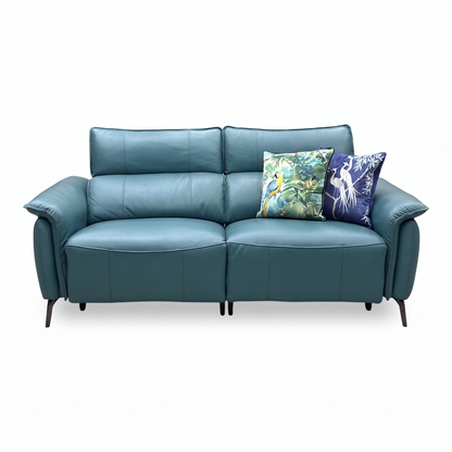 ‘Jude’ Oslo Peacock Green Cat-40_09 Leather 3 Seater Sofa & Power Recliner Chair Set with Power Headrest, Lumbar & Heated Seats