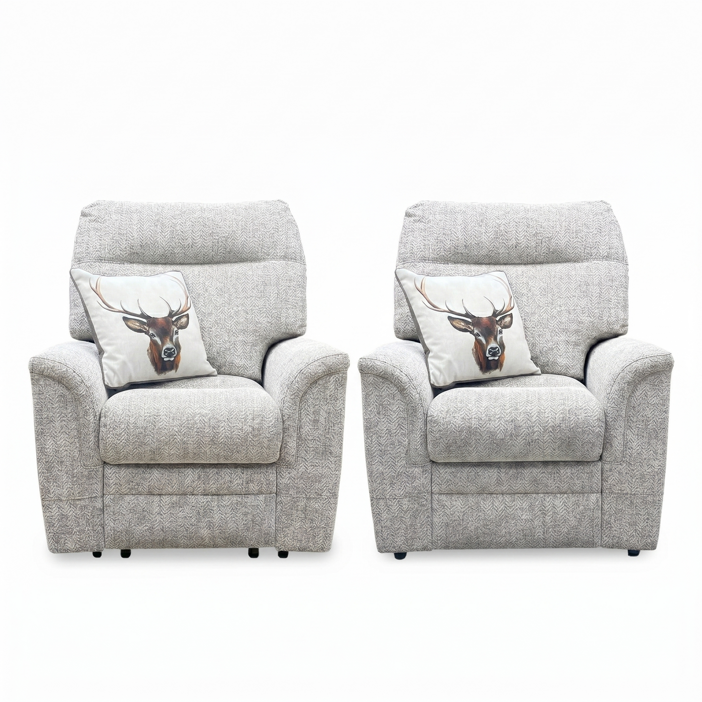 Parker Knoll ‘Hudson 23’ Ida Stone 006035-0055 Fabric Chair Set – Power Recliner Chair & Standard Armchair