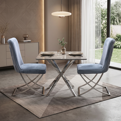 ‘Vanquish’ Grey Fabric Set of 2 Dining Chairs