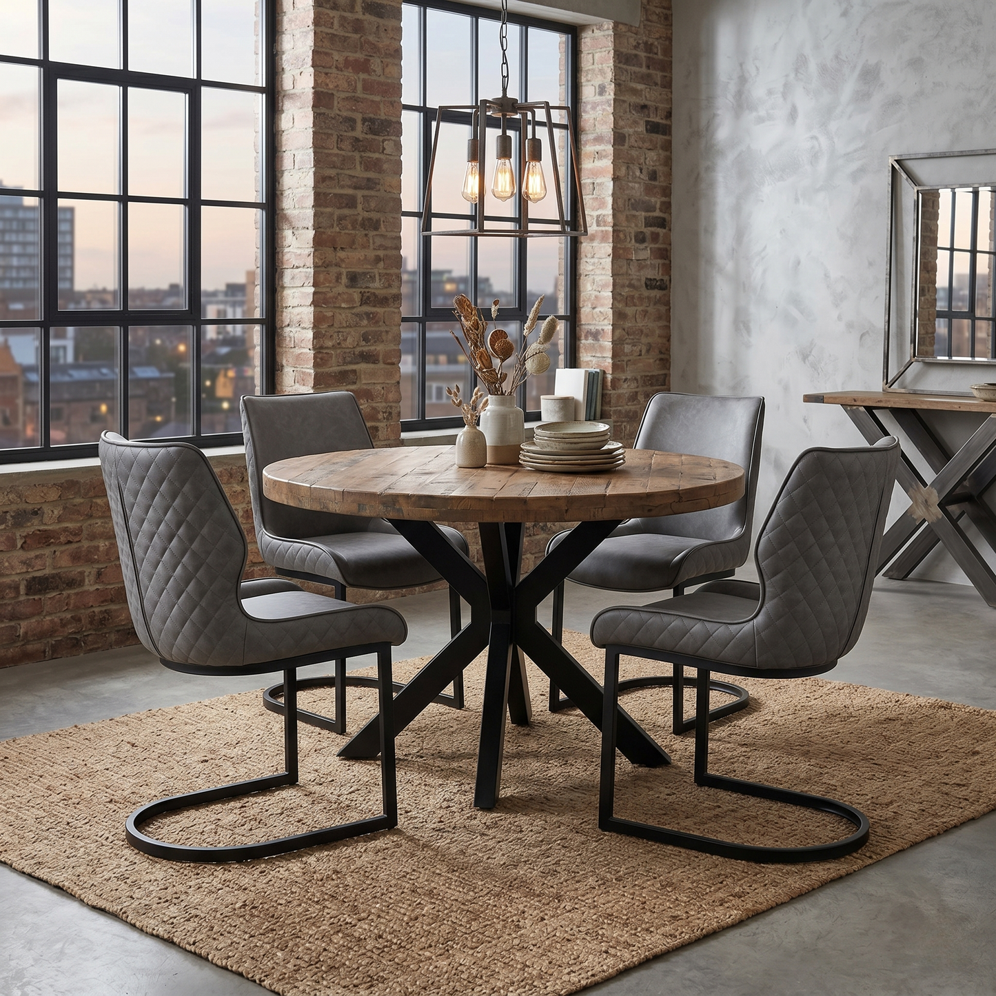 ‘Cupra’ Charcoal Grey Faux Leather Cantilever Set of 4 Dining Chairs