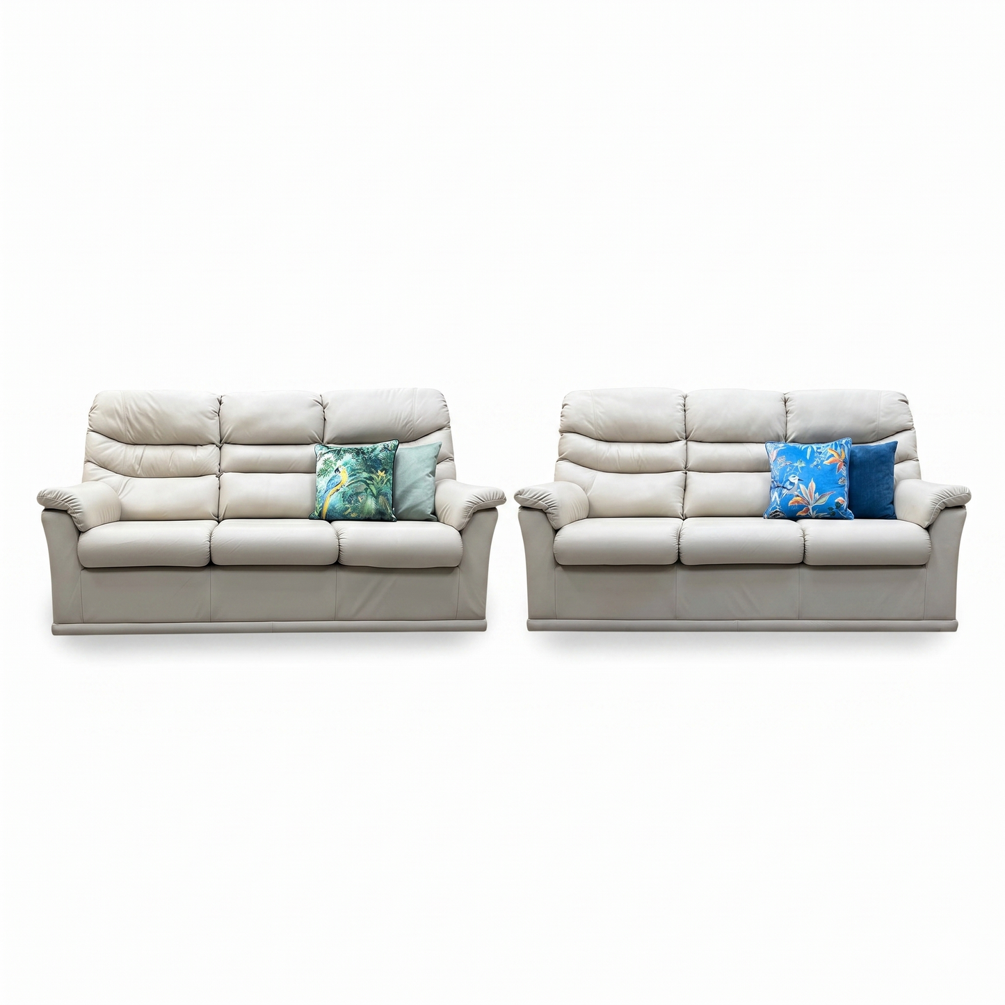 G Plan ‘Malvern’ L840 Cambridge Chalk Leather 3+3  Seater Sofa Set