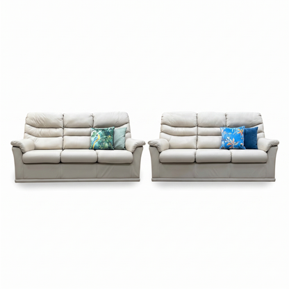 G Plan ‘Malvern’ L840 Cambridge Chalk Leather 3+3  Seater Sofa Set