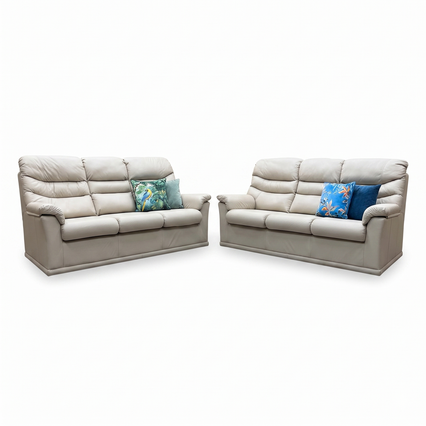 G Plan ‘Malvern’ L840 Cambridge Chalk Leather 3+3  Seater Sofa Set