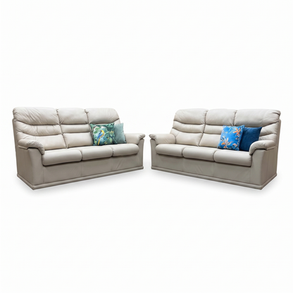 G Plan ‘Malvern’ L840 Cambridge Chalk Leather 3+3  Seater Sofa Set