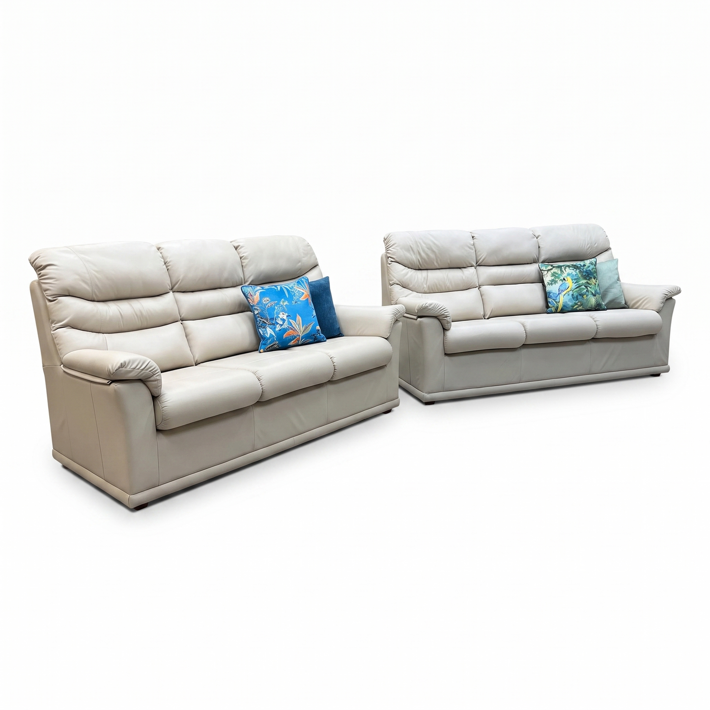 G Plan ‘Malvern’ L840 Cambridge Chalk Leather 3+3  Seater Sofa Set