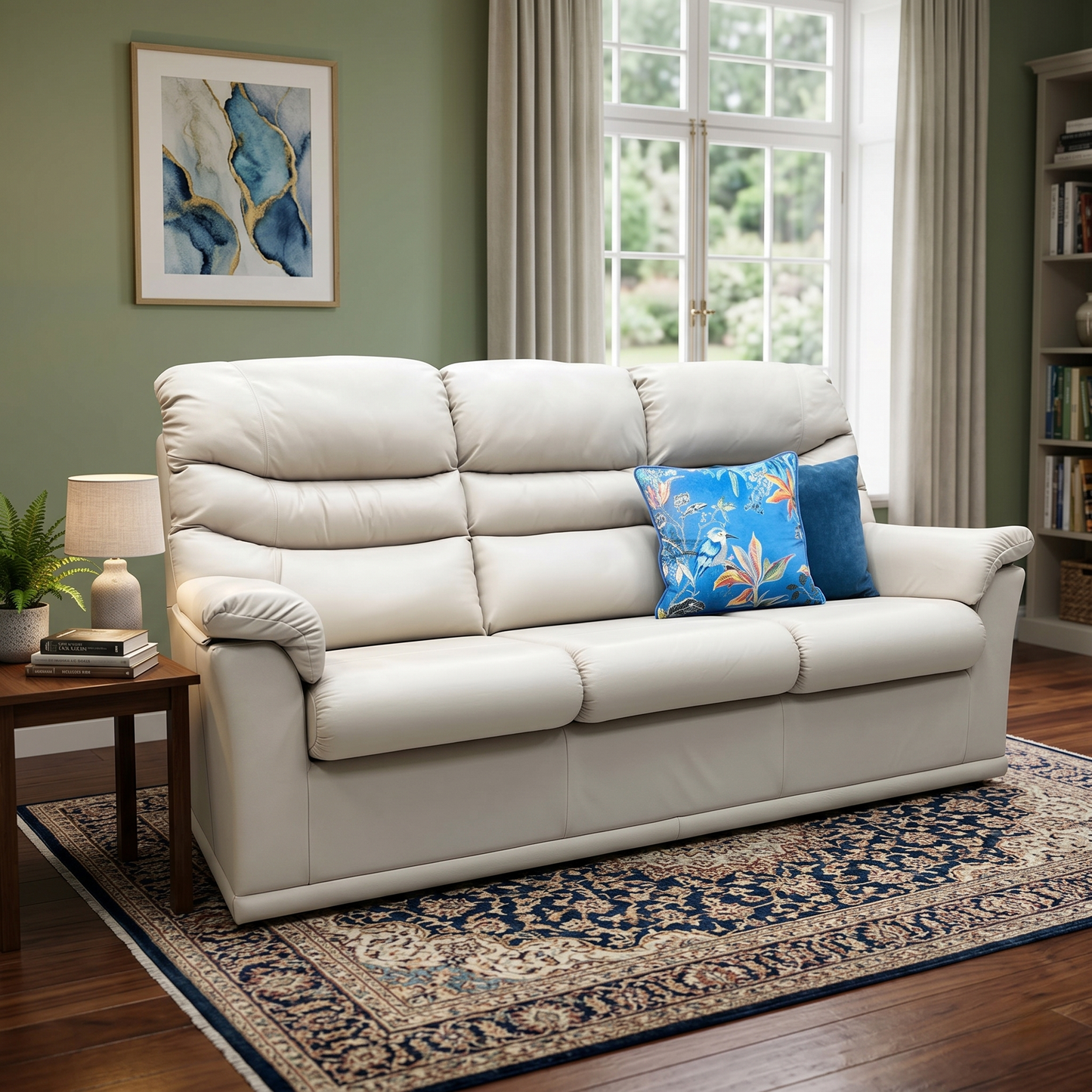 G Plan ‘Malvern’ L840 Cambridge Chalk Leather 3 Cushion 3 Seater Sofa - product photo 2