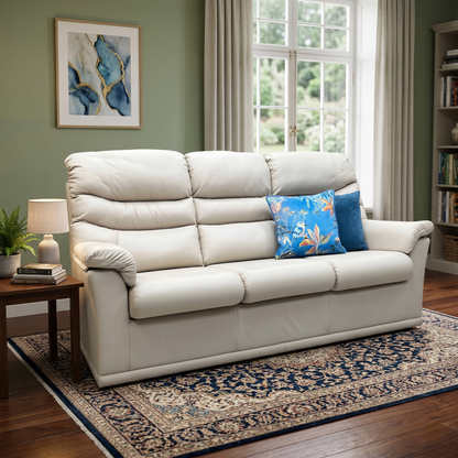 G Plan ‘Malvern’ L840 Cambridge Chalk Leather 3 Cushion 3 Seater Sofa - product photo 2