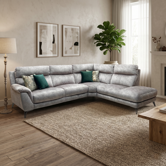 ‘Contempo’ Bfa-Bnn-R29 Mink Fabric 3 Seater Chaise End Sofa