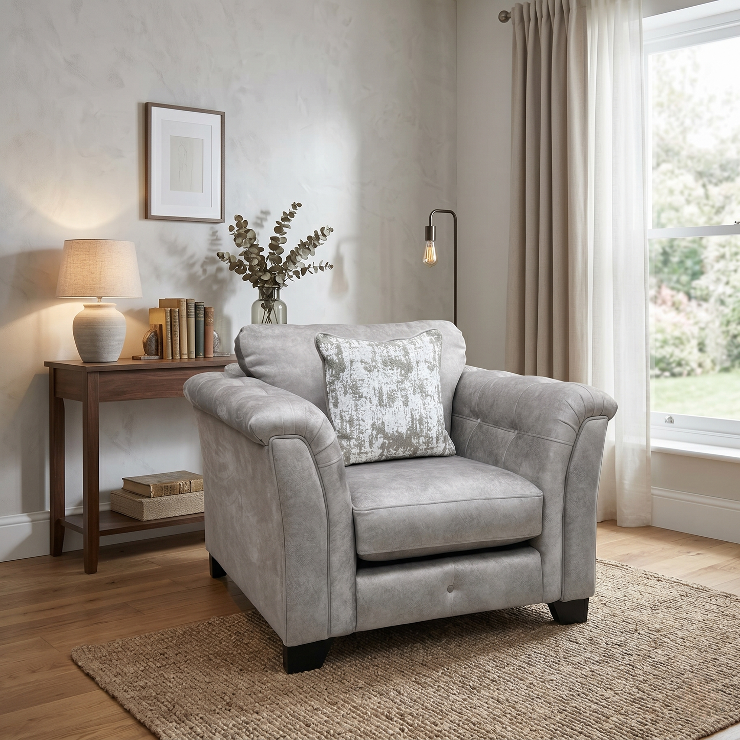 ‘Aura’ Kenzo Oatmeal Dw Ft Fabric Armchair