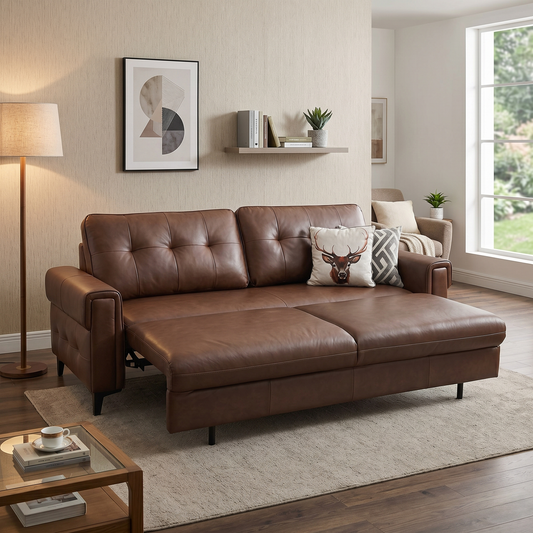 ‘Zoom’ Roast Lx-6414 Leather 3 Seater Sofa Bed