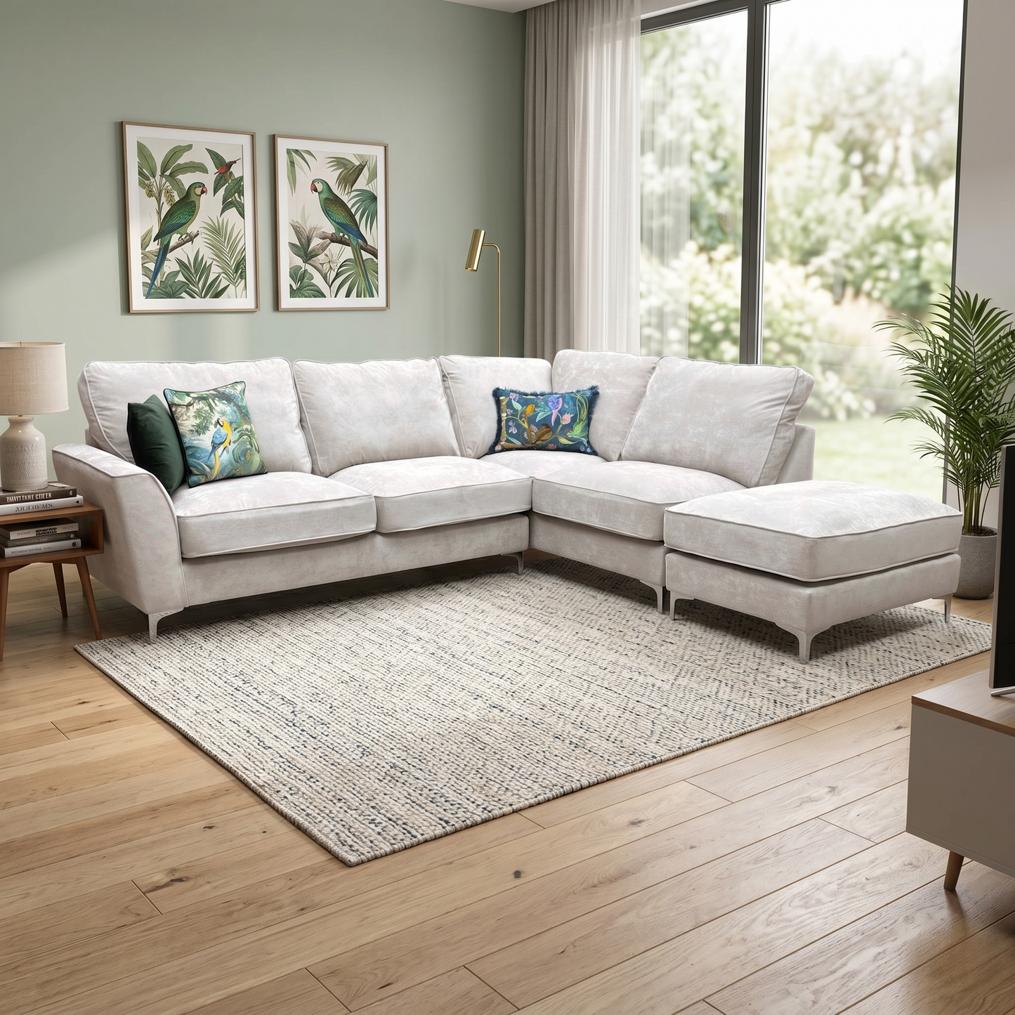'Legend' Kingston Silver Fabric Right Hand Facing Classic Back Corner Sofa