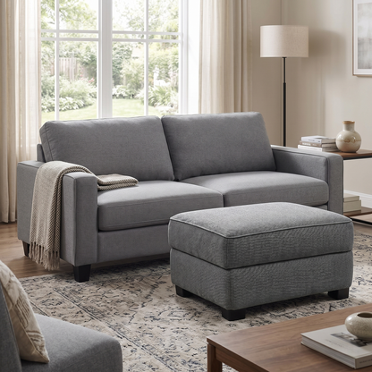 ‘Elora’ Kento 301 Warm Grey Dbf Fabric Large Storage Footstool