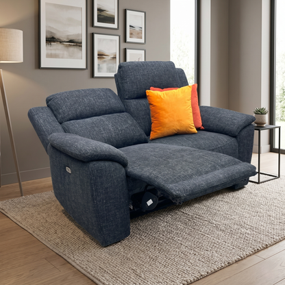 ‘Utah' Black Fabric 2 Seater Power Recliner Sofa