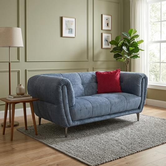 'Sienna' Hudson Ocean Blue Fabric 2 Seater Sofa