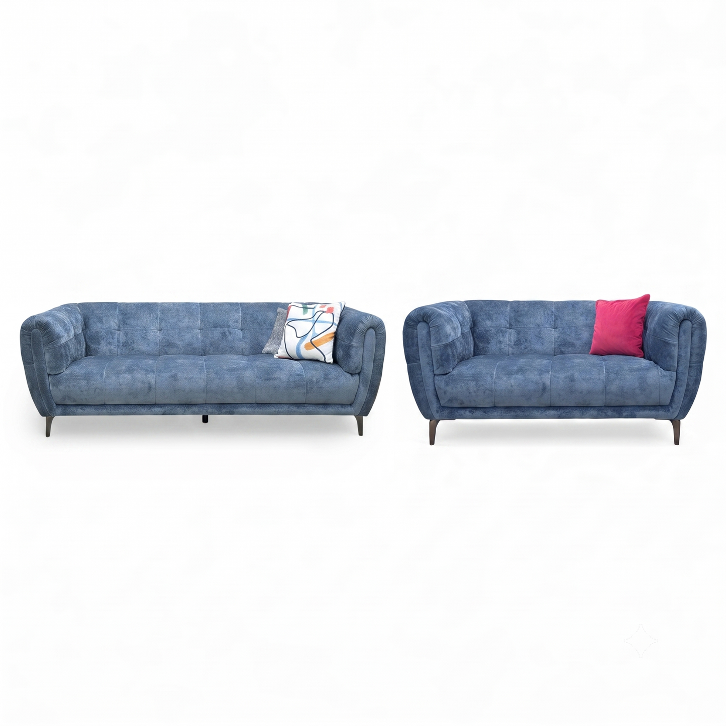 'Sienna' Hudson Ocean Blue Fabric 3 + 2 Seater Sofa Set