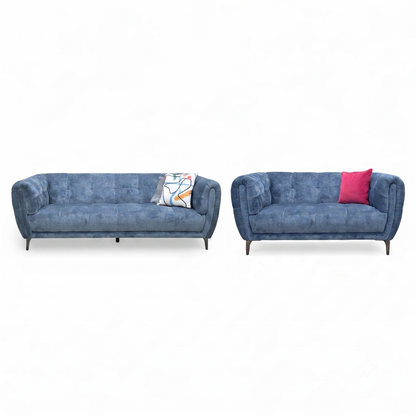 'Sienna' Hudson Ocean Blue Fabric 3 + 2 Seater Sofa Set