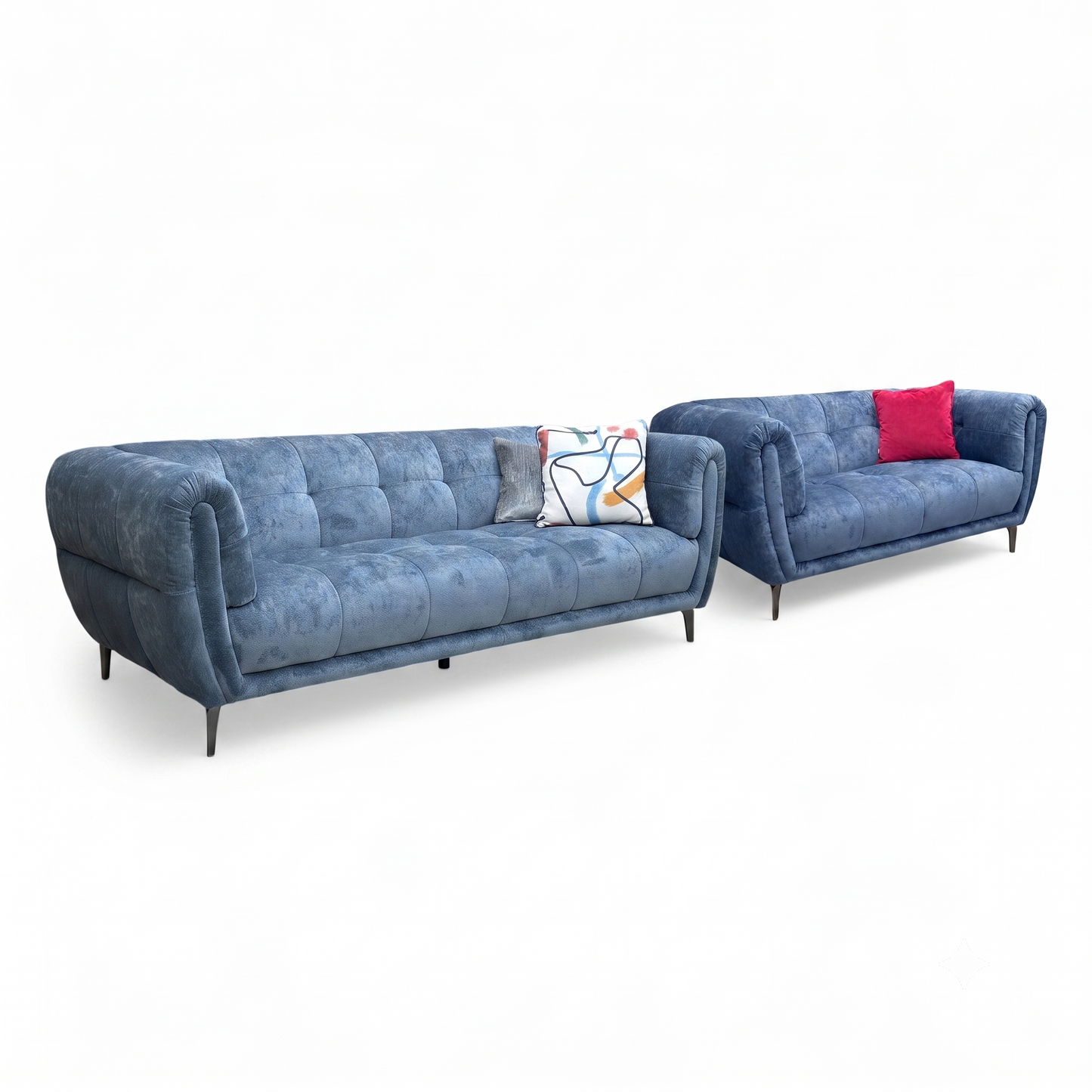'Sienna' Hudson Ocean Blue Fabric 3 + 2 Seater Sofa Set