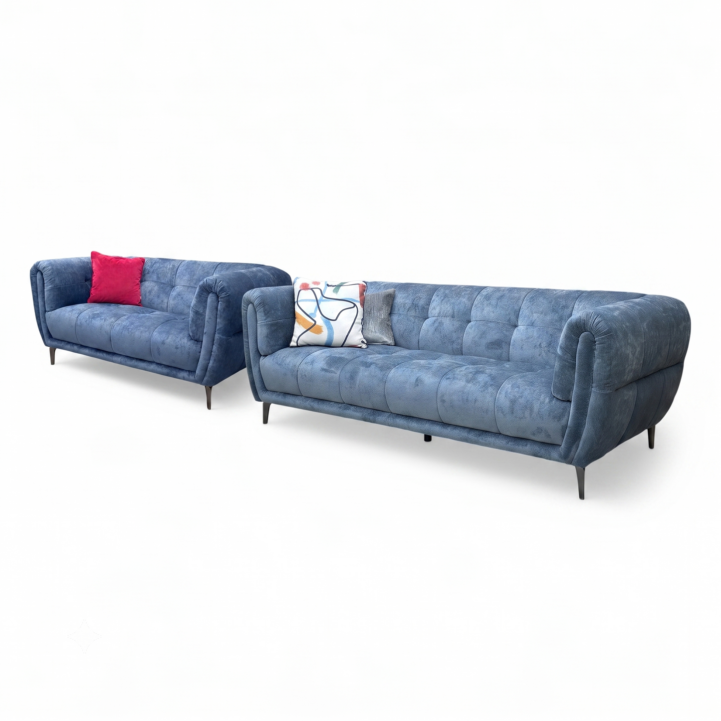 'Sienna' Hudson Ocean Blue Fabric 3 + 2 Seater Sofa Set