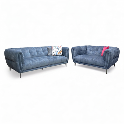 'Sienna' Hudson Ocean Blue Fabric 3 + 2 Seater Sofa Set