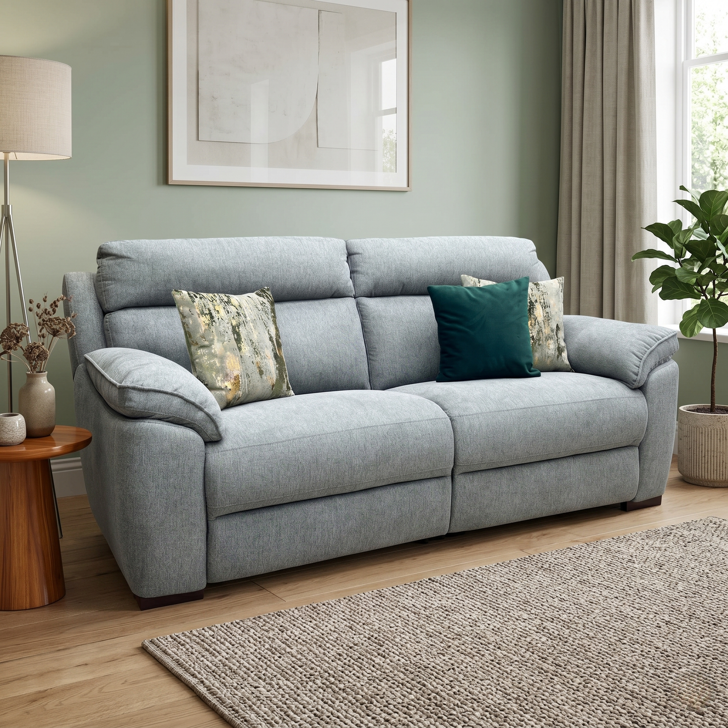 ‘Sander’ Grey Fabric 3 Seater Fabric Sofa